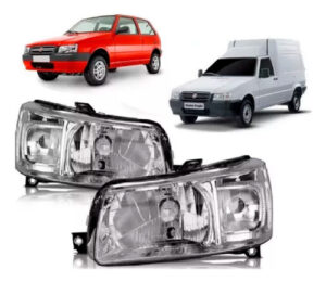 Imagem do produto Par Farol Fiat Uno Mille Fire Economy Cromado 2004 Até 2013