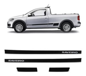Imagem do produto Kit Frisos Laterais Saveiro G5 G6 G7 G8 Preto C/ Nome
