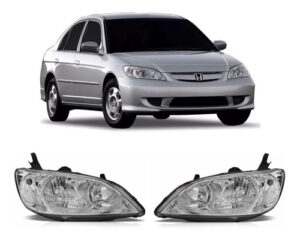 Imagem do produto Par De Farol Cromado Honda Civic 2004 2005 2006 04 05 06